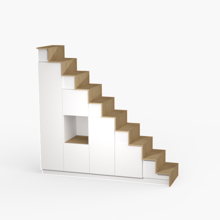 Meuble escalier mezzanine avec niche et contremarche - Vue 5