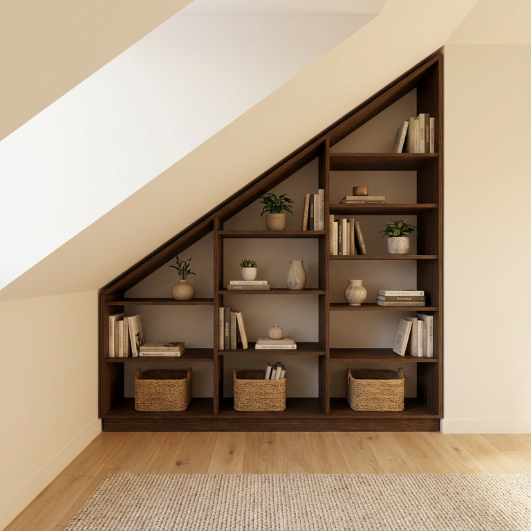 Bibliothèque sous pente - pente à gauche
