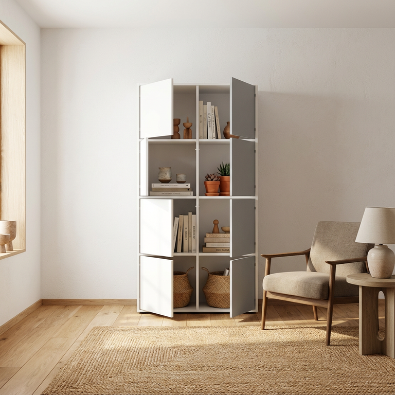 Bibliothèque de salle à manger avec portes