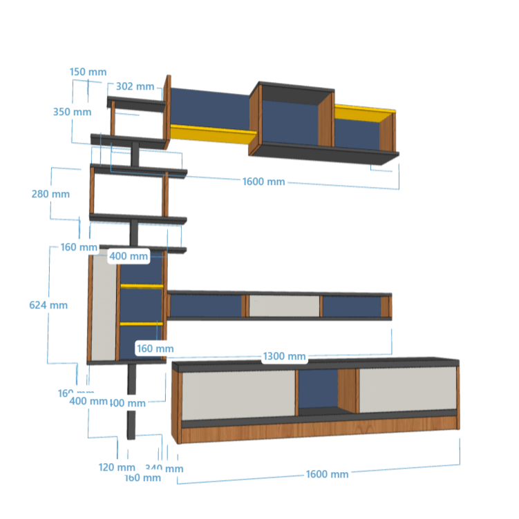 Aménagement de salon avec meuble TV structuré à configurer 