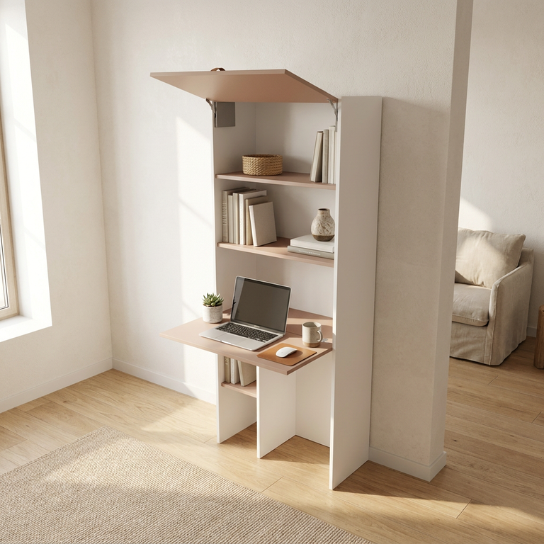 Bureau abattant secrétaire et porte relevable
