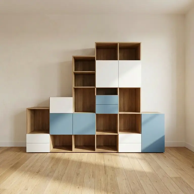 Custom-made bookcase of variable height