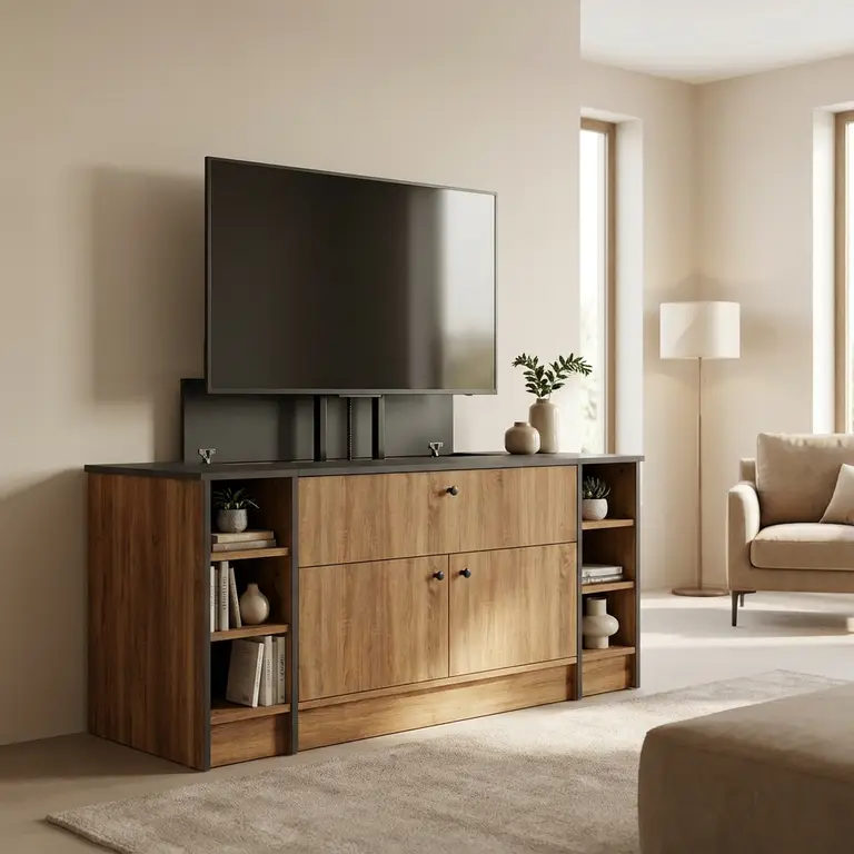 Meuble TV Motorisé Abbatant Pour Barre De Son
