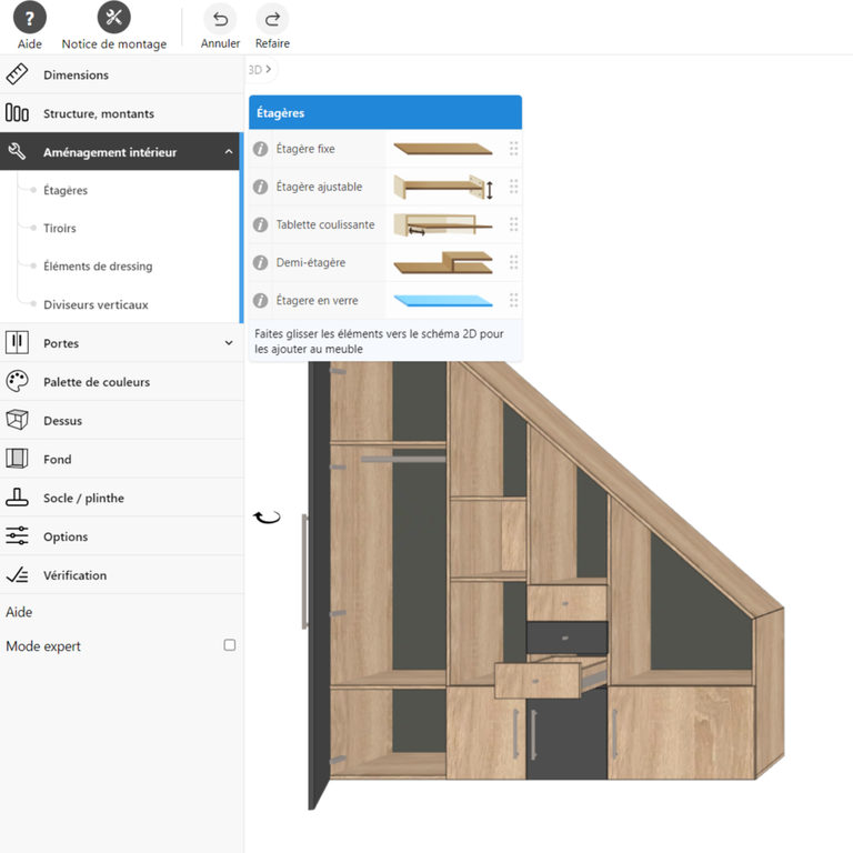 Meuble sous escalier avec niches bicolore gris et bois 