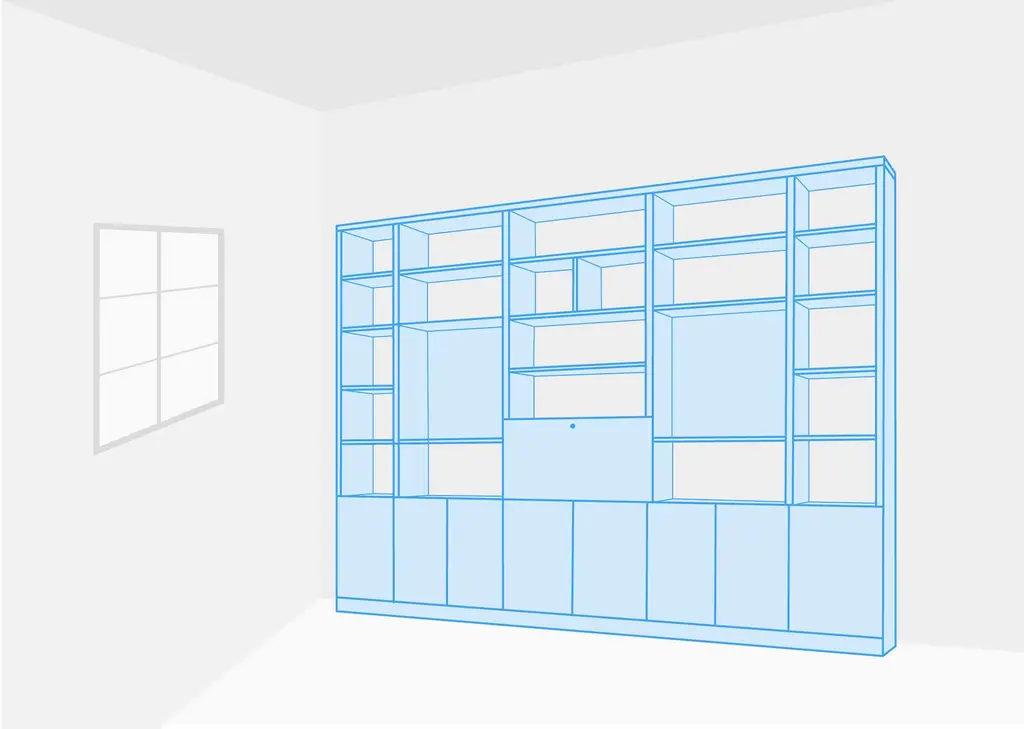 habitación con estantería