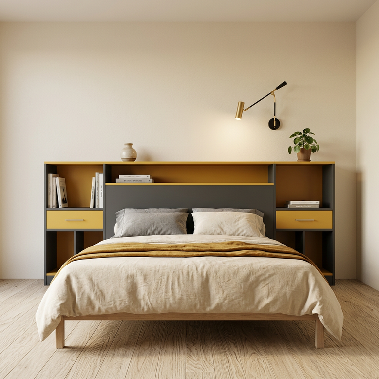Meuble tête de lit coloré