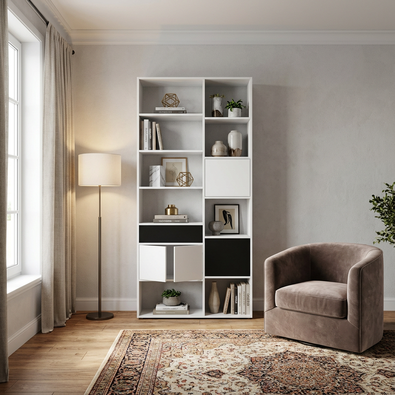 Meuble bibliothèque avec façades