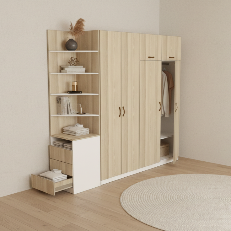 Dressing placard sur mesure avec étagère triangulaire