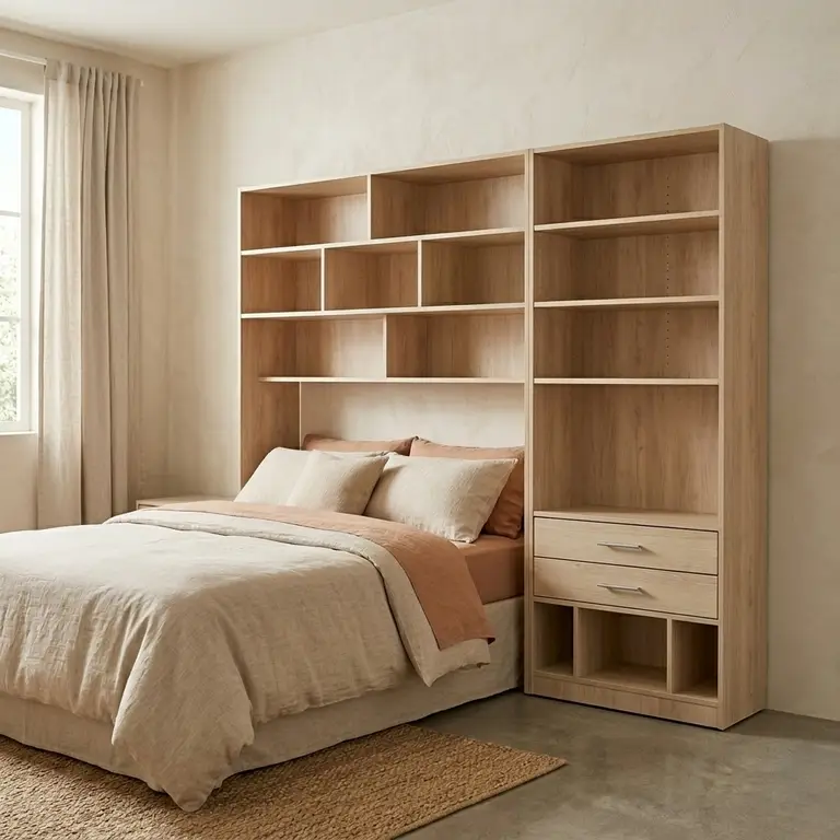 Meuble tête de lit sur-mesure rangements intégrés