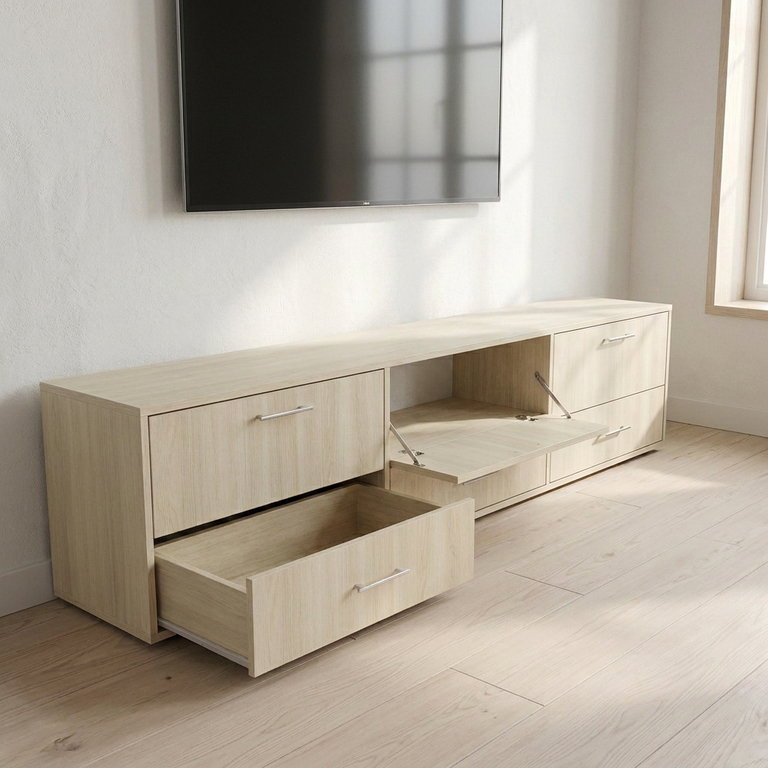 TV-meubel op maat met secretaire klep - Vue 2