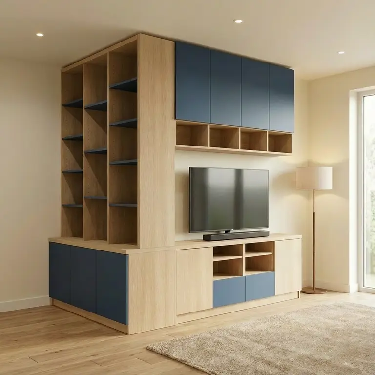 Corner TV stand and bookcase for living room