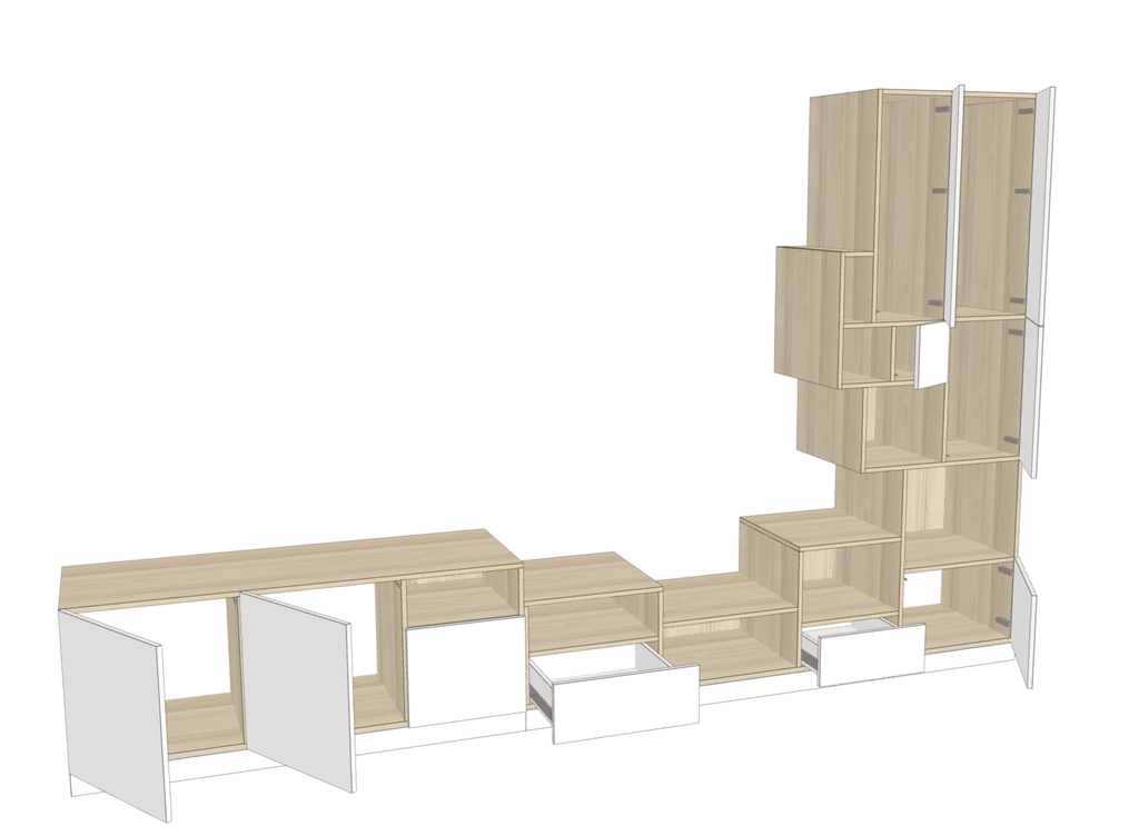 Meuble TV de salon sur mesure à hauteur variable  - Vue 3