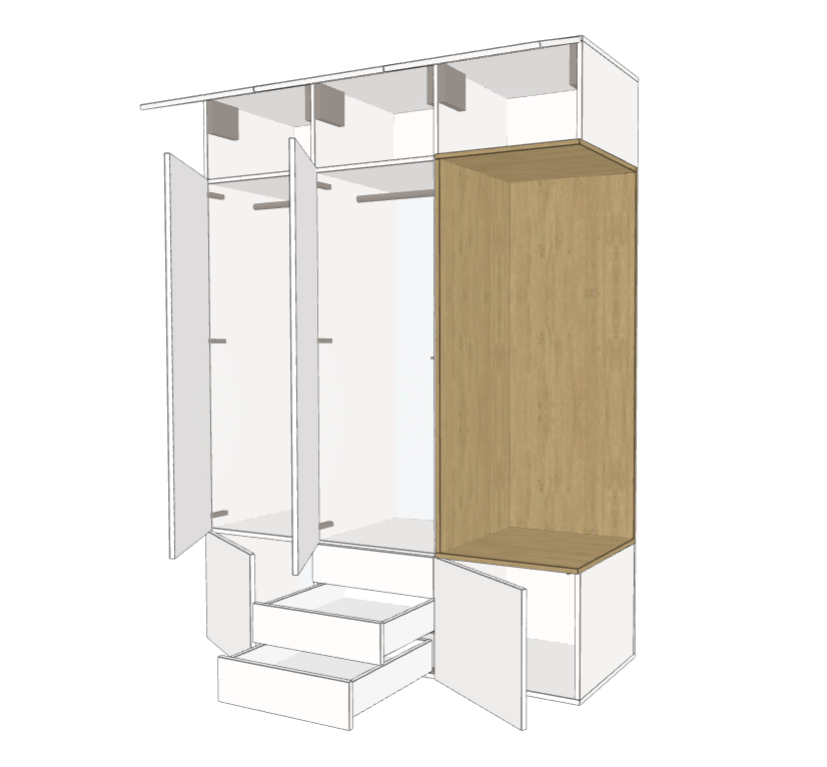 Dressing sur mesure avec niche de couleur différente - Vue 2