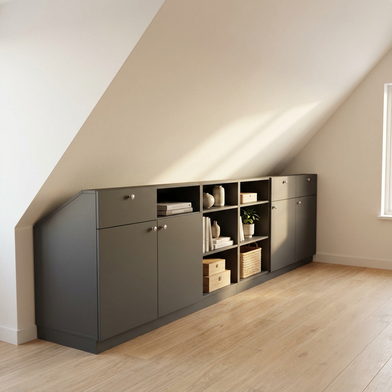 Meuble sous pente arrière avec abattant secrétaire