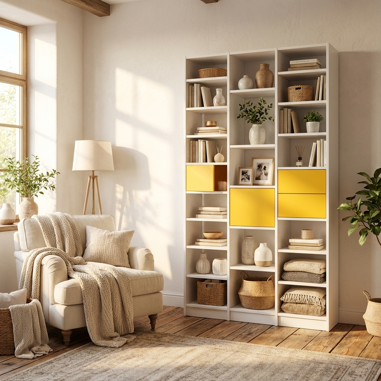 Bibliothèque sur mesure colorée