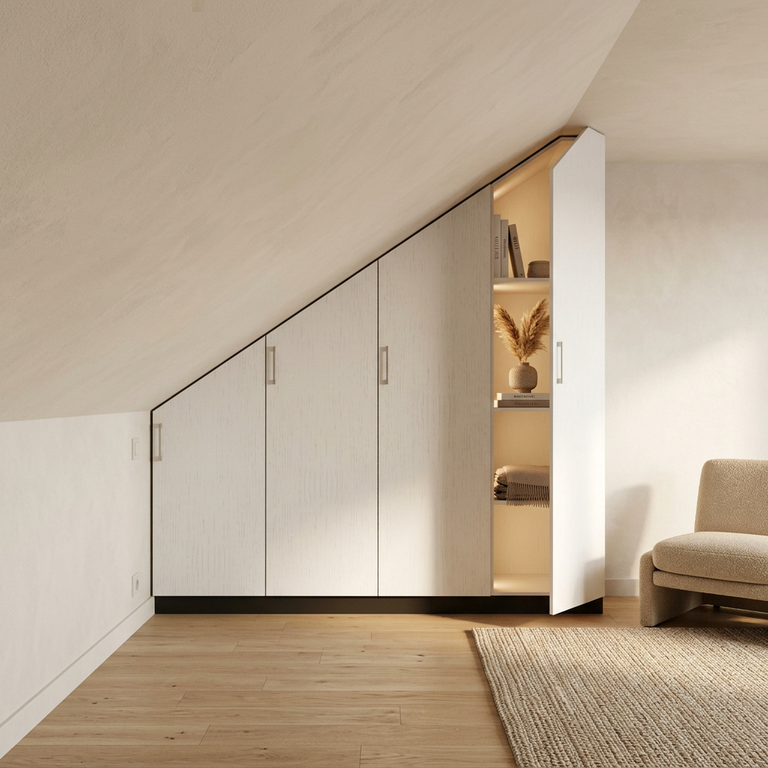 Meuble sous escalier pente à gauche