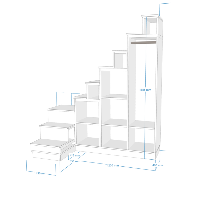 Meuble escalier quart tournant gauche