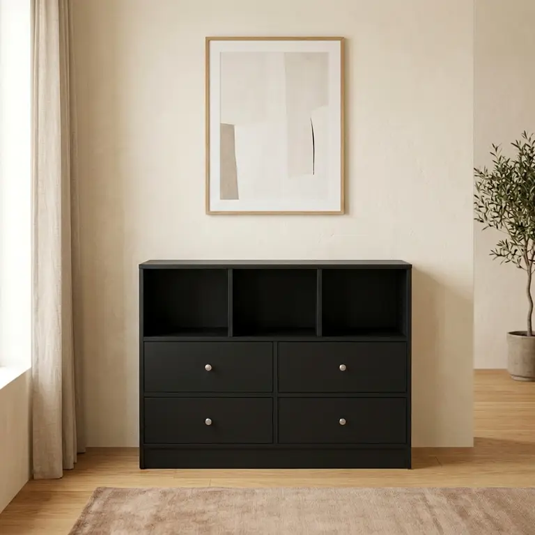 Customisable, black living room chest of drawers