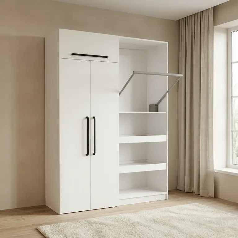Maßgefertigtes Ankleidezimmer mit ausziehbarer Kleiderstange
