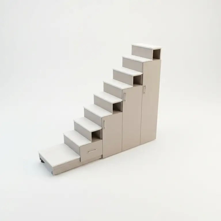 Escalier sur mesure blanc et gris aluminium