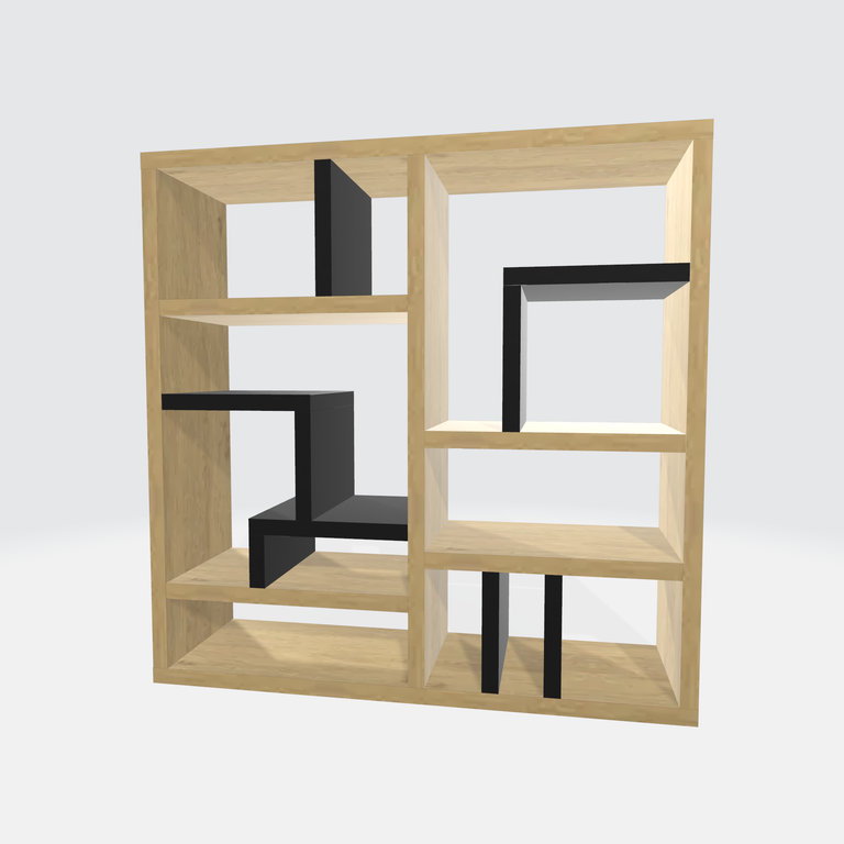 Configurer étagère murale moderne bois et noire sur mesure en 3D