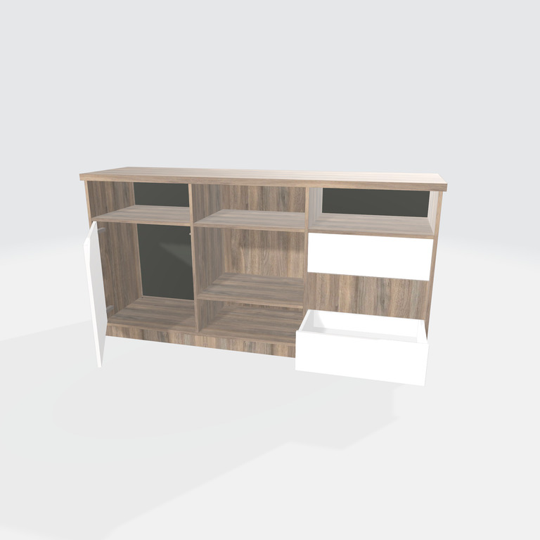 Commode grise et blanche personnalisée - Vue 3