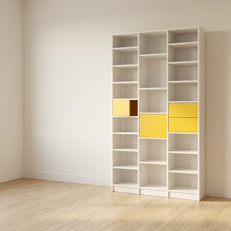 Bibliothèque sur mesure colorée