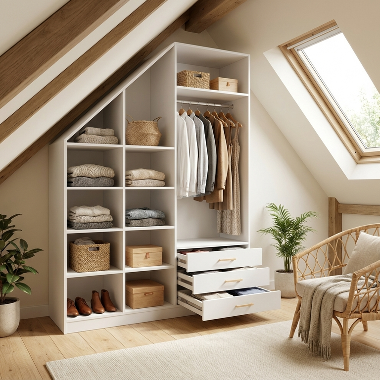 Dressing sous pente blanc sur mesure