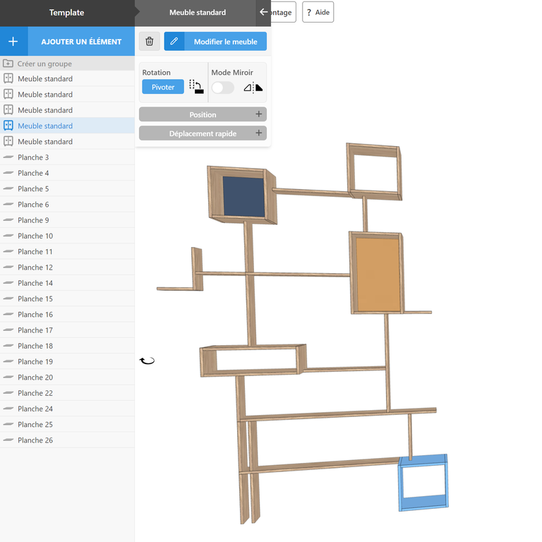 Étagère murale destructurée originale colorée à créer sur le configurateur 3D 