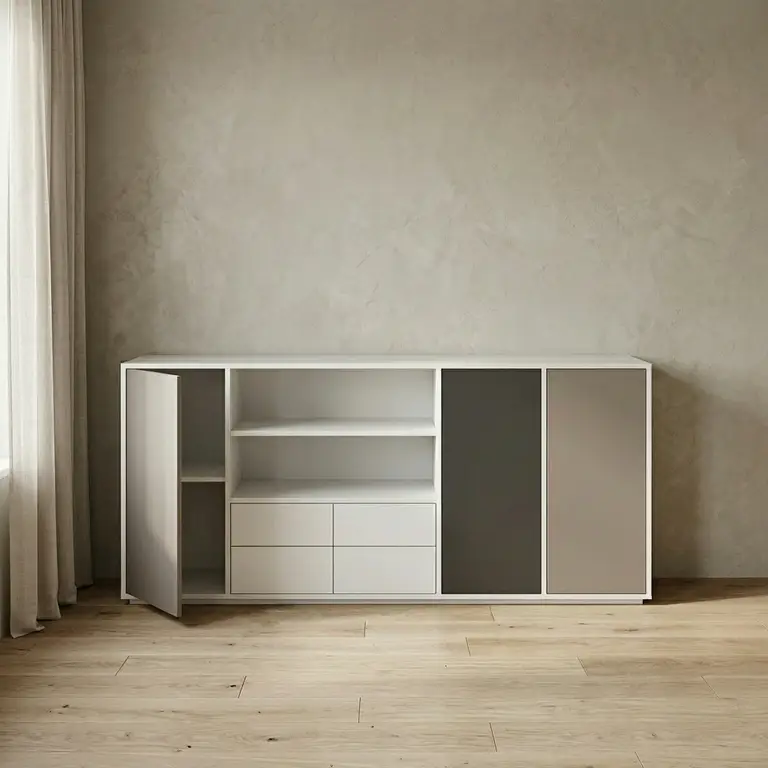 Meuble bas avec ouvertures push