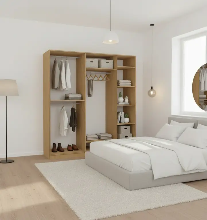 Complete aankleedkamer met kledingstang