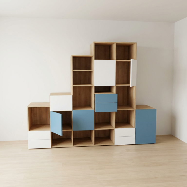 Custom-made bookcase of variable height