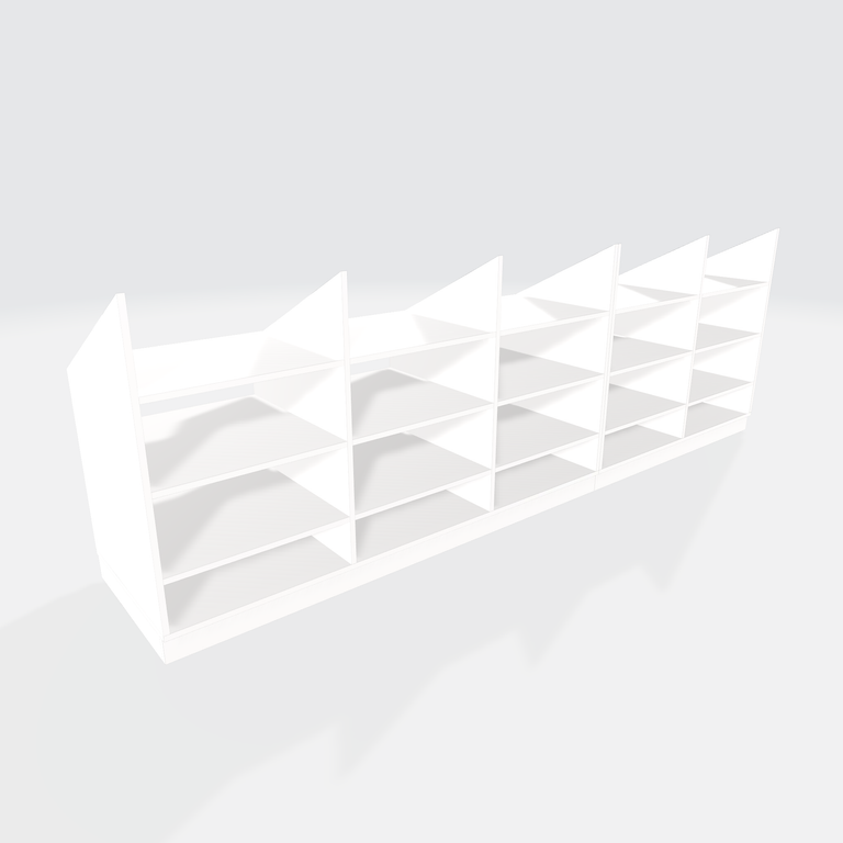 White bookcase with rear underslope  - Vue 3
