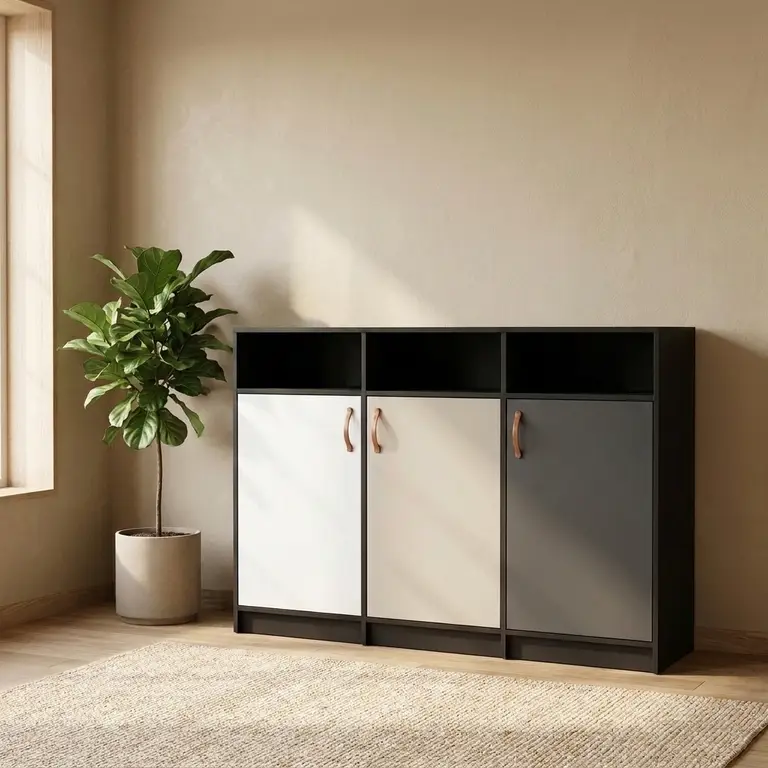 Buffet noir et blanc avec rangements