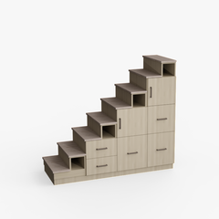 Meuble escalier avec effet bois, modèle Chêne Boisé