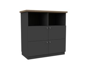 Commode gris anthracite avec dessus bois