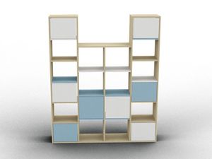 White and blue variable height furniture