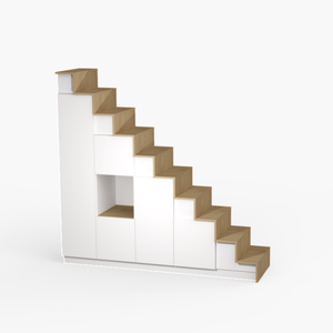 Black and white storage staircase for mezzanine, Eteya model