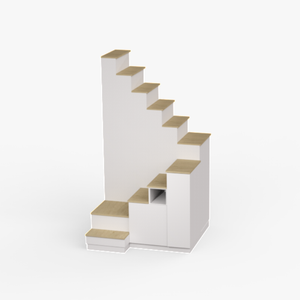 360° staircase cabinet - Oak & white