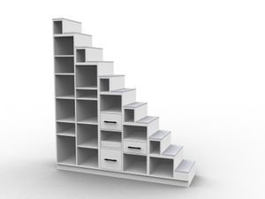 Bookcase staircase for mezzanine, Longo model