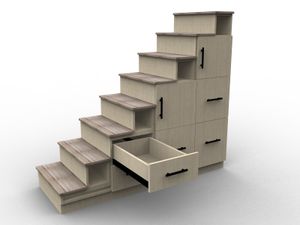 Storage staircase with wood effect, Wooden Oak model