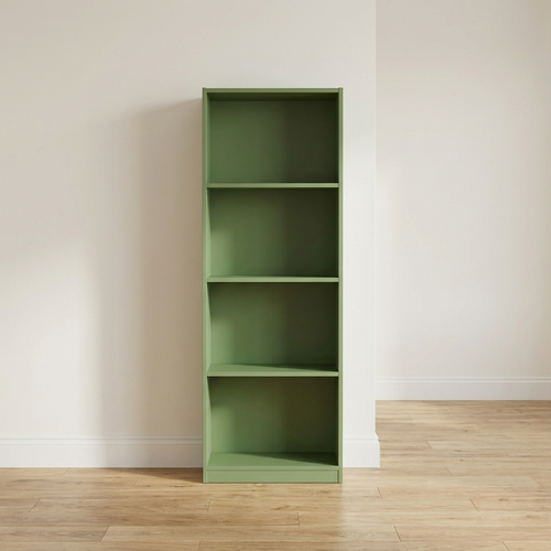 Kleines grünes Bücherregal mit Regalen