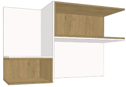 Éléments de niche couleur bois et blanc pour meuble sur mesure