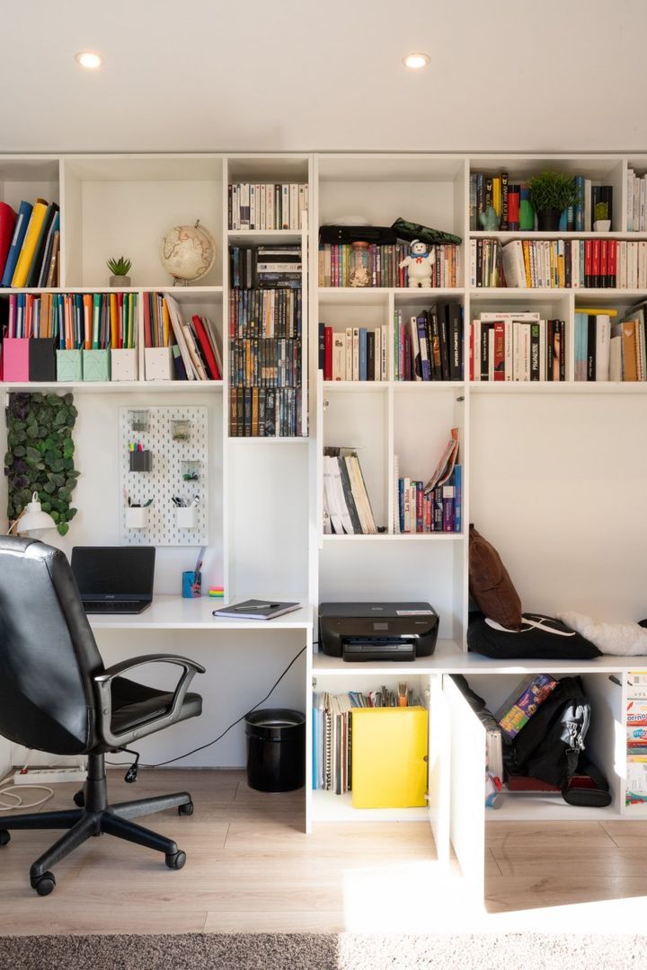 Bibliothèque avec bureau intégré sur mesure - Vue 5