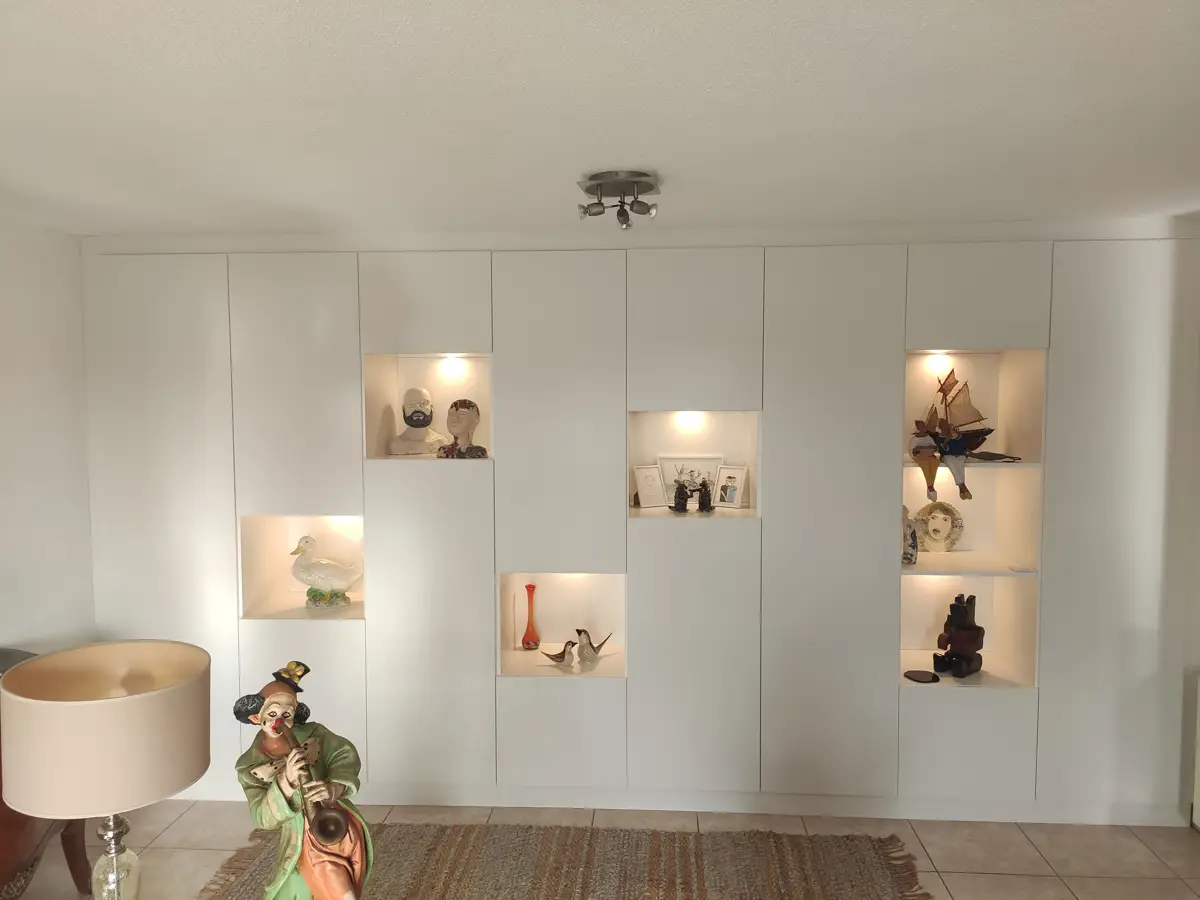 Custom-Made Bookcase with Open Spaces for Decorative Display