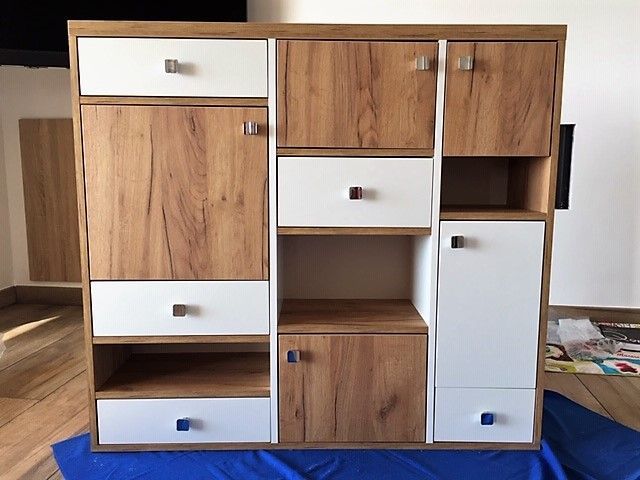 Commode sur-mesure bois et blanc