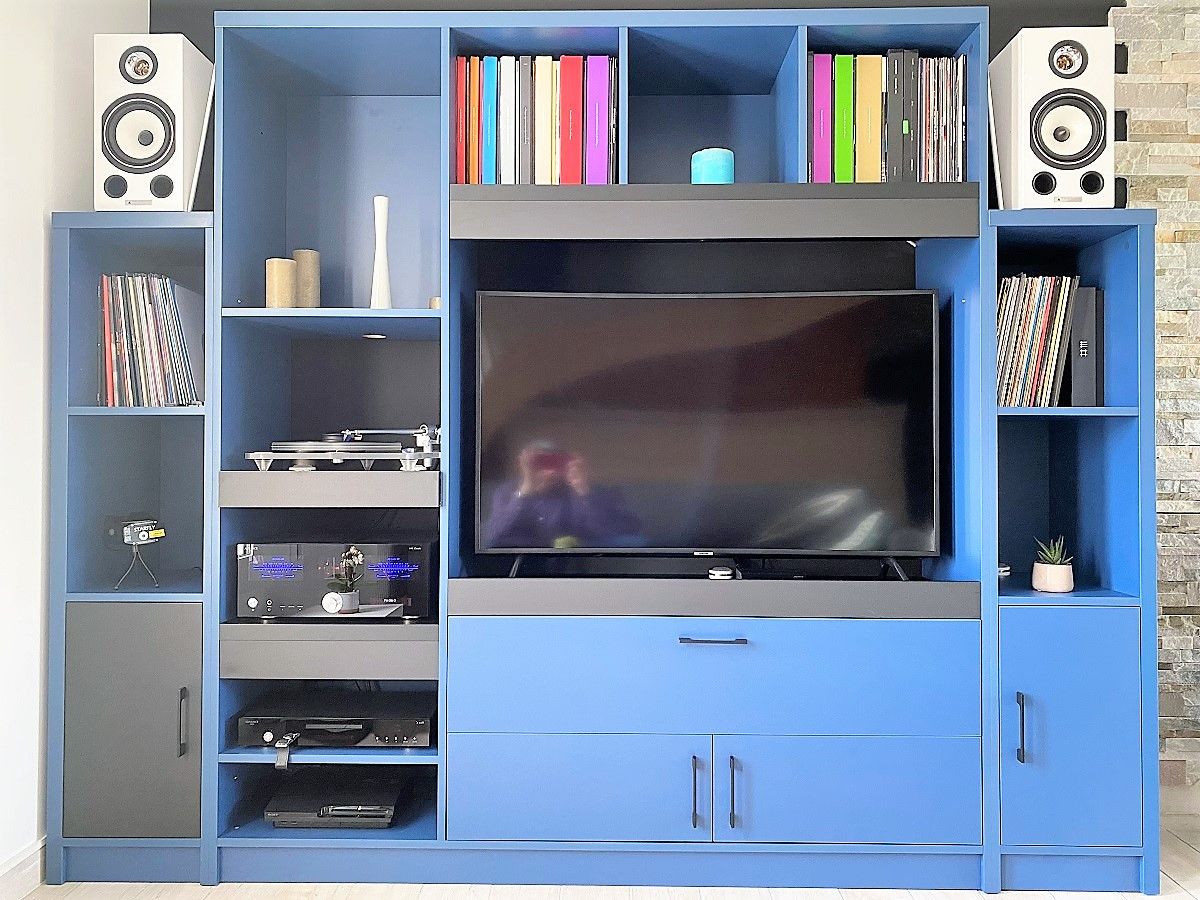 Meuble TV bleu et noir
