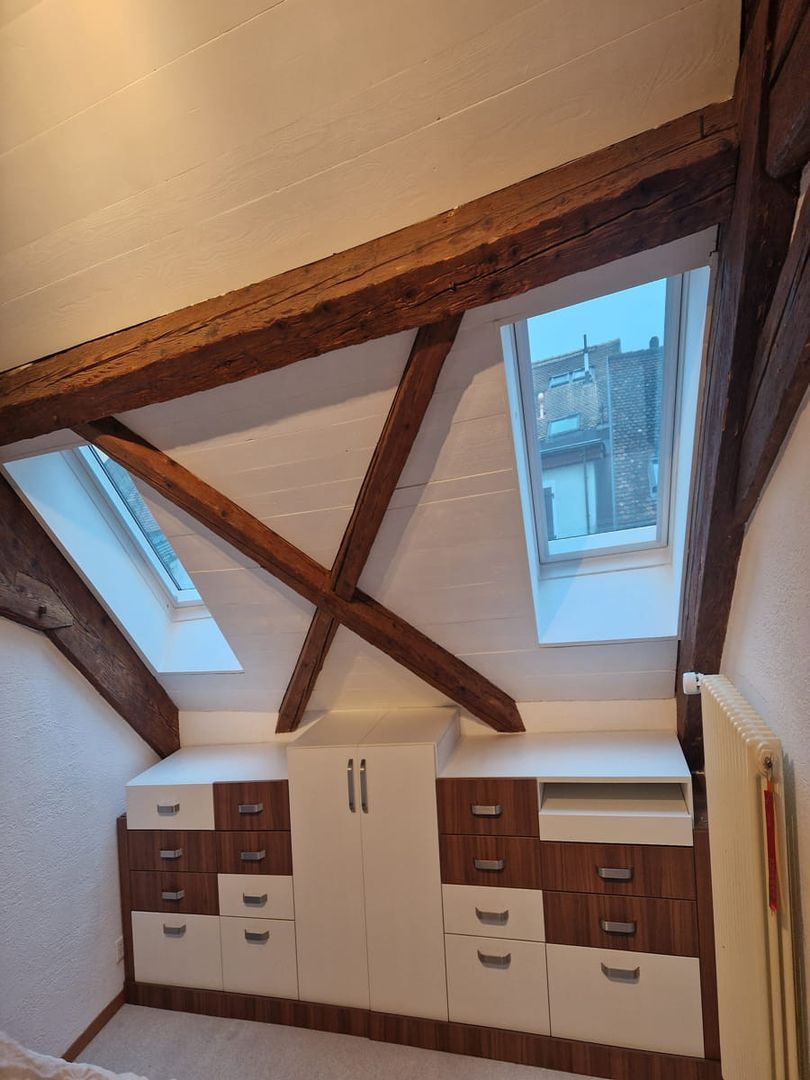 Longue commode de couleur blanche et cerisier locarno - Vue 1