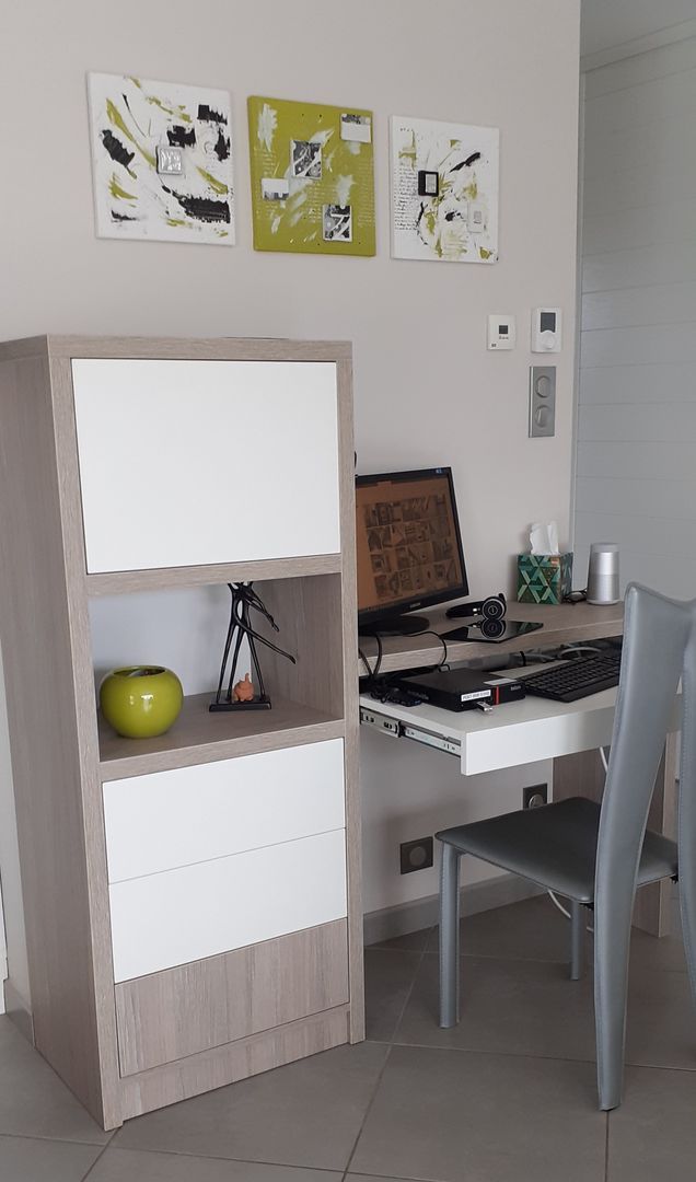 Custom Desk with Storage Column