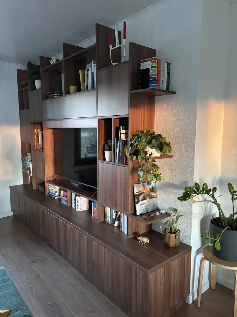 Custom-Designed TV Unit with Burgundy Walnut Finish - Vue 3